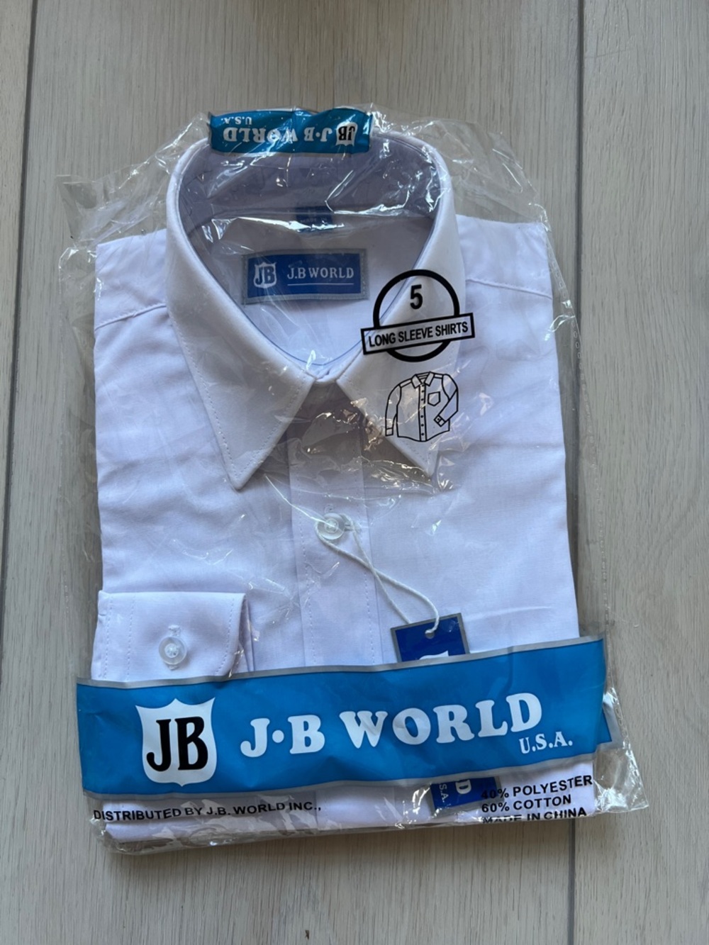 J.B. World White Long Sleeve Dress Shirt